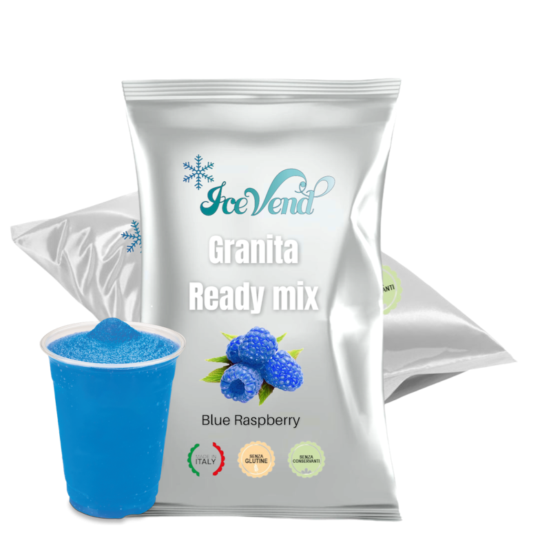 Granita powder mix with raspberry flavor