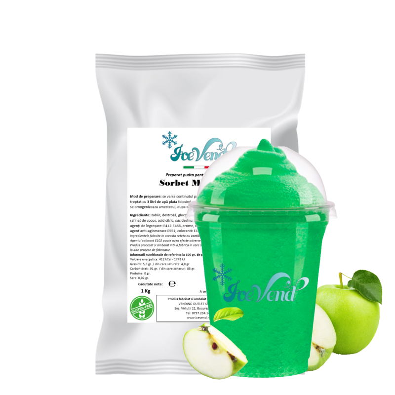 Sorbet powder mix with Green apple flavor