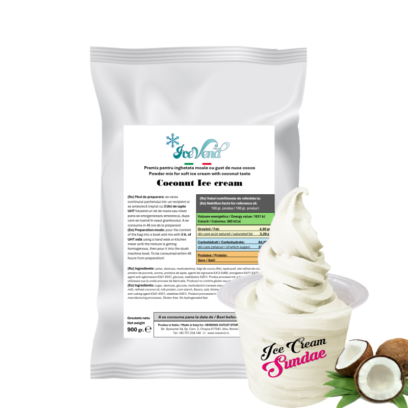 Premix IceVend inghetata soft cu gust de nuca cocos